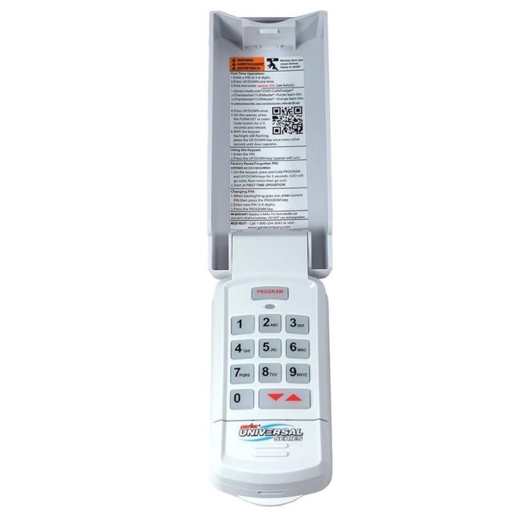 Genie Universal Wireless Keypad Garage Door Opener Wall Control White Battery